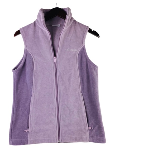Columbia Sz Small Vest Jacket Fleece Lilac Purple Colorblock Zip Up Outerwear - Picture 2 of 4